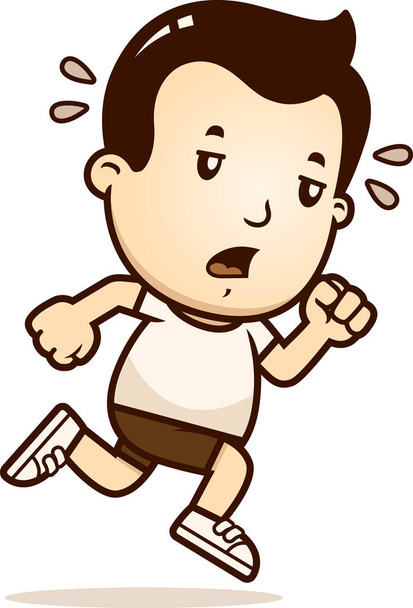 A cartoon illustration of a boy running and looking exhausted. - Vector, Image