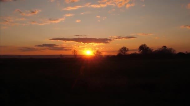 piękny zachód słońca na jesień łąka - Materiał filmowy, wideo