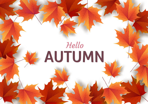 El otoño se va. Hojas de roble de otoño de colores brillantes. Plantilla para
  - Vector, Imagen