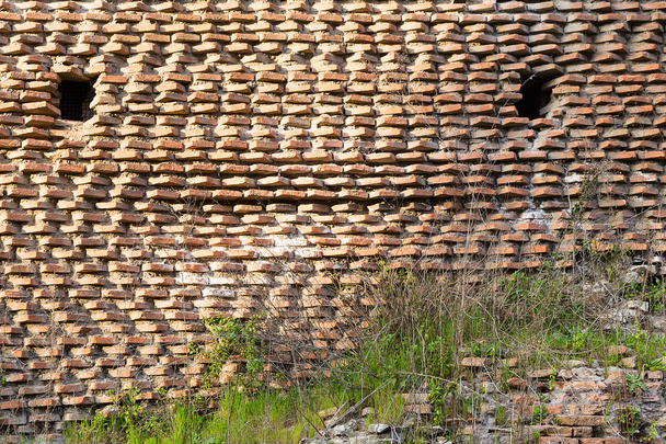 tekstura antyczne glinianych cegieł, Rzym, Włochy, Europa - Zdjęcie, obraz