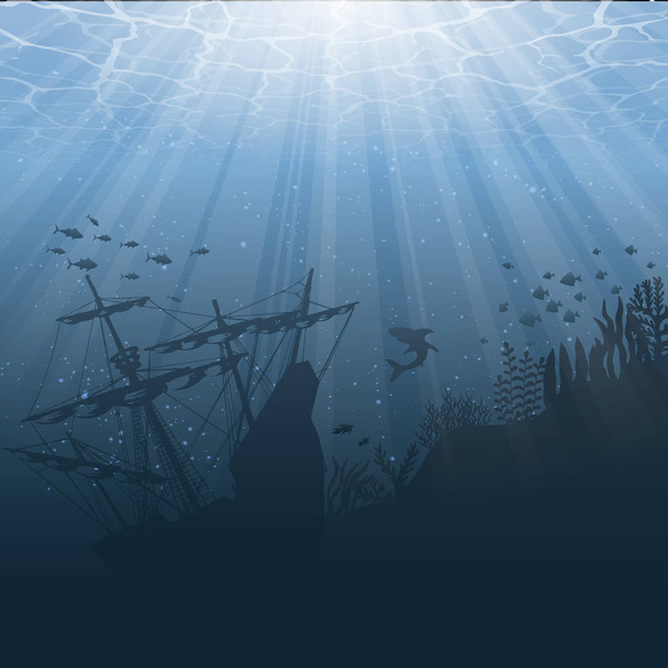 Onder water wereld achtergrond - Vector, afbeelding