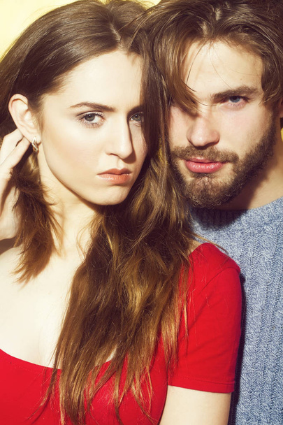 Young couple of pretty girl and bearded man - Fotoğraf, Görsel