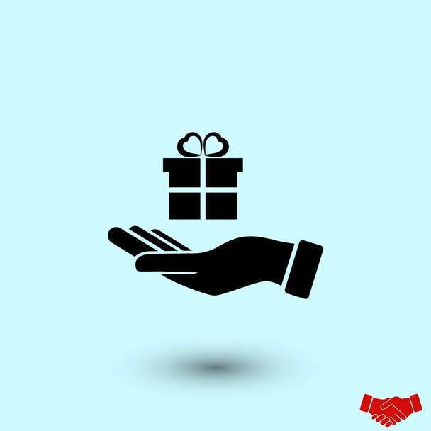 Hand and gifts icon, flat design best vector icon - Vector, Image