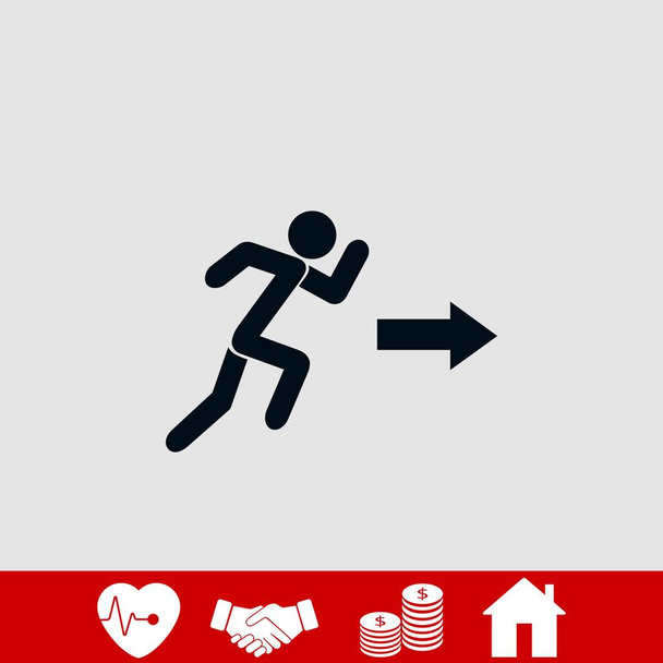  Running Man Figur und Richtungspfeil-Symbol, flaches Design bestes Vektorsymbol - Vektor, Bild