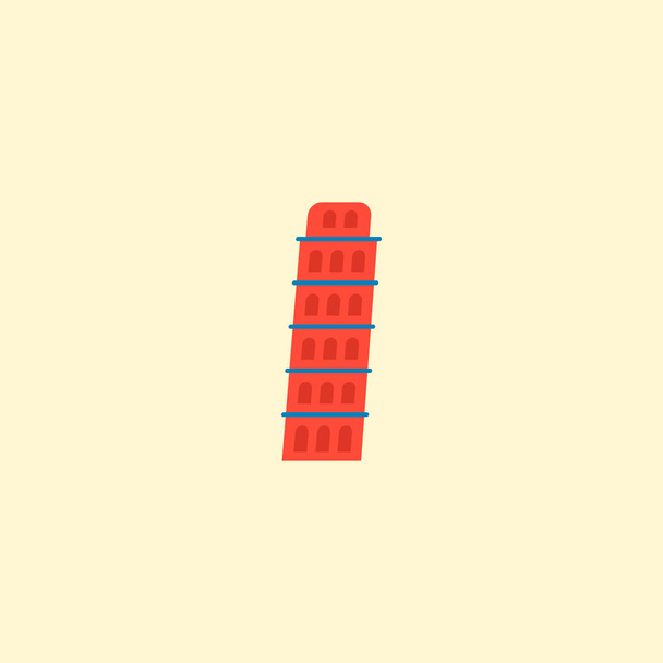 Leaning tower icon flat element. Vector illustration of leaning tower icon flat isolated on clean background for your web mobile app logo design. - Vector, Image