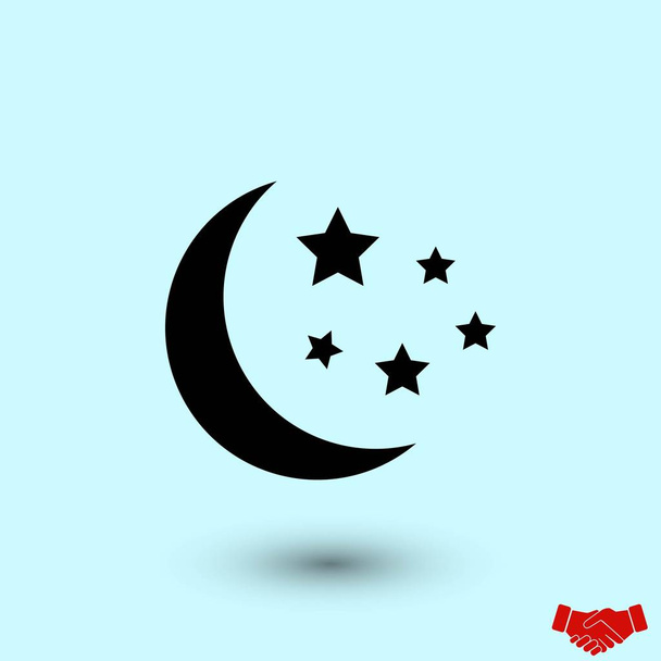 Hold és a csillagok ikonra, lapos design legjobb vector icon - Vektor, kép