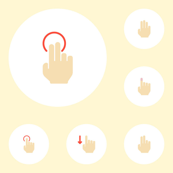 Conjunto de ícones de gestos símbolos de estilo plano com dedo, cutucar, três e outros ícones para o design do logotipo do seu aplicativo móvel web
. - Vetor, Imagem
