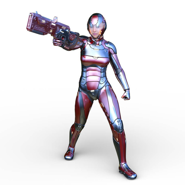 3D CG rendering of Cyborg female - Foto, imagen