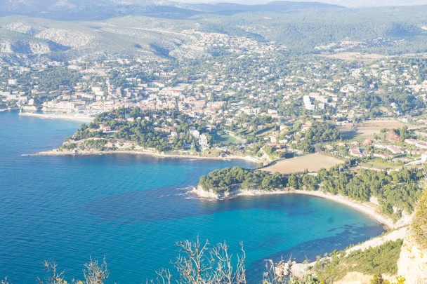 Cassis view from Cape Canaille top, France. Beautiful french landscape. - Foto, imagen