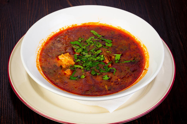 グルジアの料理 Kharcho 肉入りスープ - 写真・画像