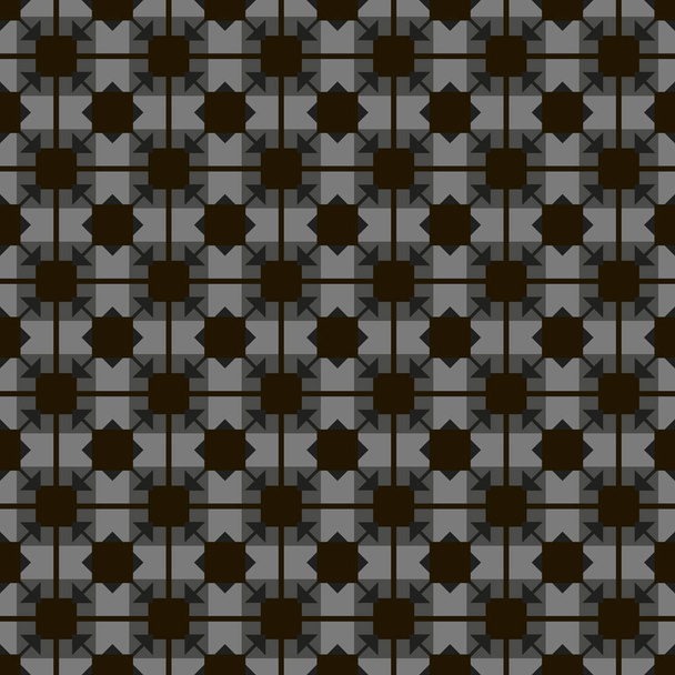 Black squares and rhombuses on a gray background parquet tile vintage vector seamless pattern  - Vektori, kuva