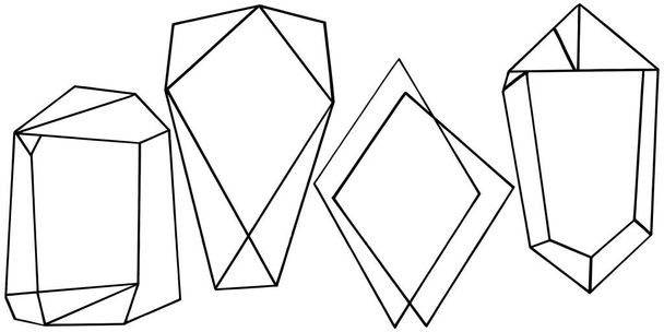 ベクター ダイヤモンド ロック宝石鉱物。孤立した図の要素。幾何学的な石英多角形結晶石造りのモザイク図形アメジスト宝石. - ベクター画像