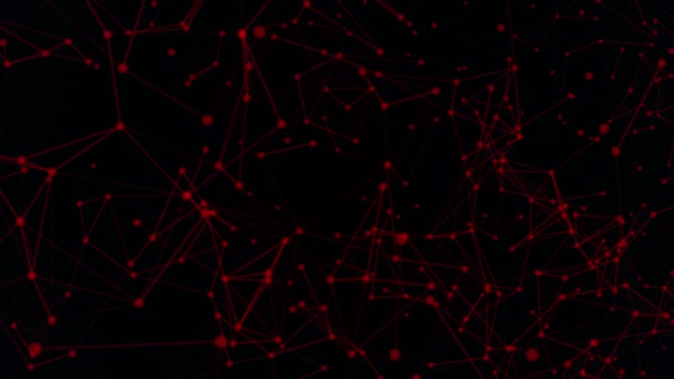 Abstraktní červená plexus struktura vyvíjí v pohybu pozadí s technologií, vědy a inženýrství, Hloubka ostrosti - Záběry, video