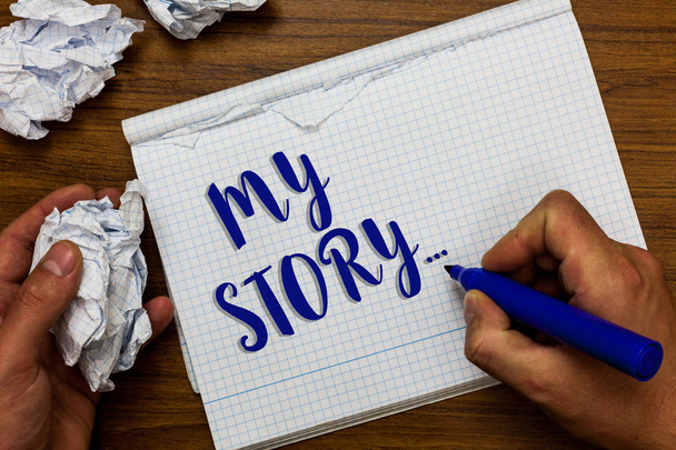 Концептуальный почерк, показывающий My Story... Деловое фото, демонстрирующее кому-то или читателям о том, как ты прожил свою жизнь.
 - Фото, изображение