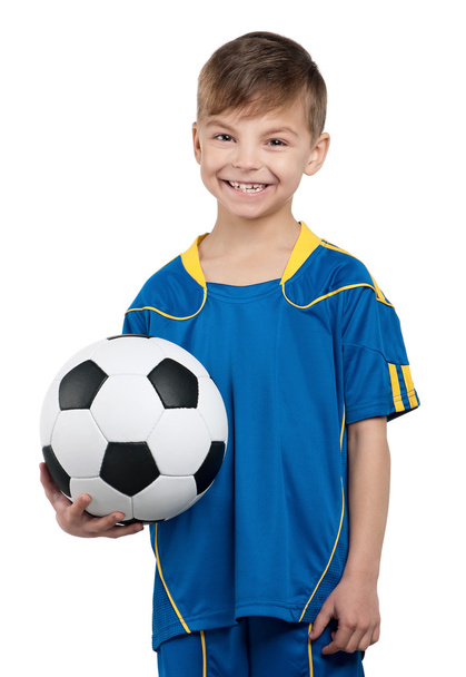 Boy in ukrainian national soccer uniform - Photo, image