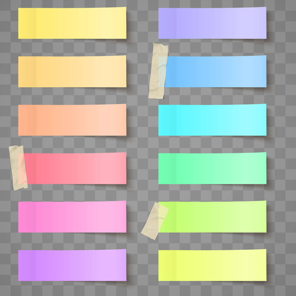 Цветной лист бумаги или липкая наклейка с теневой изолированной векторной иллюстрацией
 - Вектор,изображение