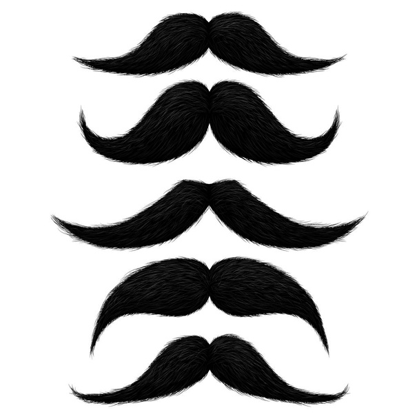 Hand drawn funny black hair mustaches vector illustration - Vector, imagen