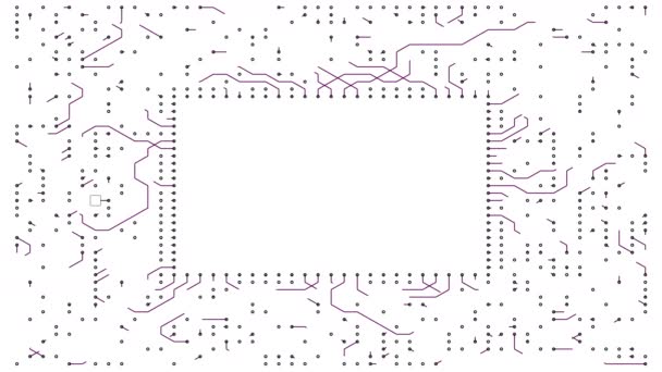4k een futuristische circuit bord met het bewegen van elektronen, elektronische verbindingen, comm - Video