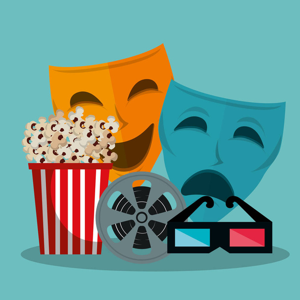 theater masks cinematographic icons - Vector, Image