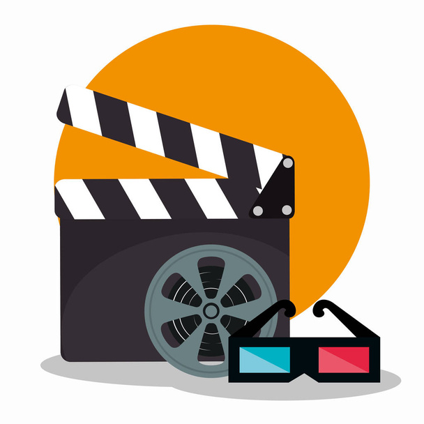clapper cinema production icons - Vector, Image