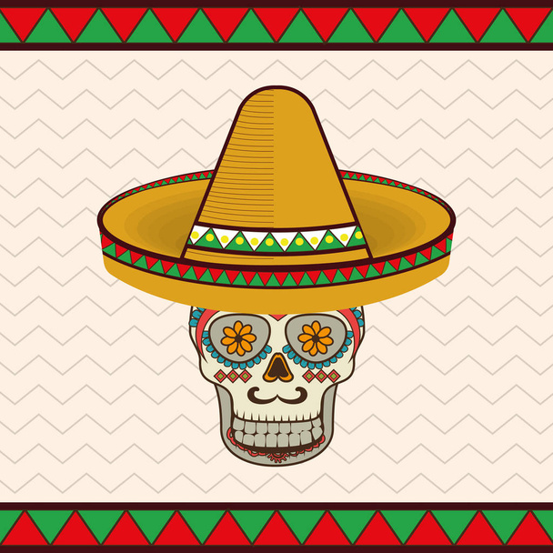 Мексиканские иконы маски черепа
 - Вектор,изображение