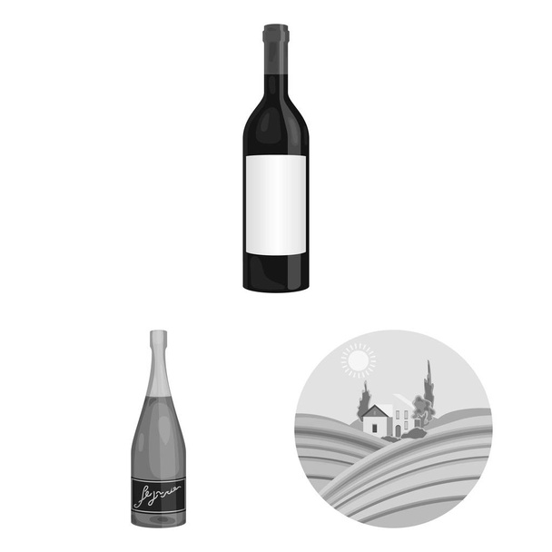 Wine products monochrome icons in set collection for design. Equipment and production of wine vector symbol stock web illustration. - Vektor, obrázek