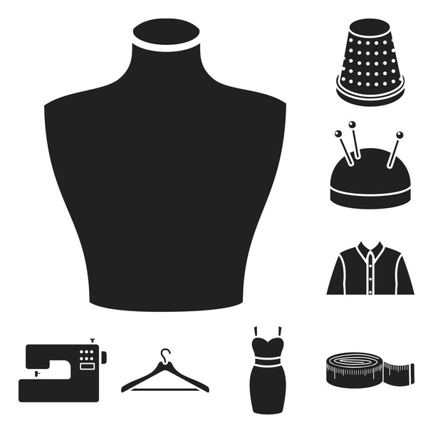 Atelier y coser iconos negros en la colección de conjuntos para el diseño. Equipo y herramientas para coser vector símbolo stock web ilustración
. - Vector, imagen