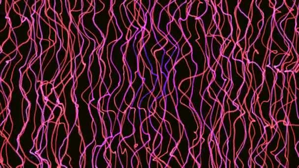 Αφηρημένη επιστημονική υπολογιστή κινούμενα σχέδια με τρισδιάστατη απόδοση των αντικειμένων στο χώρο ροζ σε μαύρο φόντο - Πλάνα, βίντεο