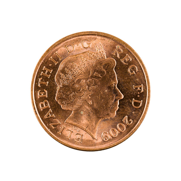 one british penny coin (2009) isolated on white background - Photo, Image