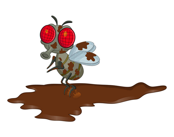 брудна муха мультяшний персонаж Векторний дизайн ізольований на білому тлі
 - Вектор, зображення