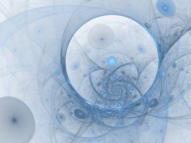 完璧な抽象的なデジタル青い背景。Vortextunnel、3 d イラストレーション。泡や円や宇宙、科学、現代技術への比喩的なリレーションシップを持つフラクタルの要素の組成物。フラクタルのアートワーク、カバー デザイン、te の抽象化 - 写真・画像
