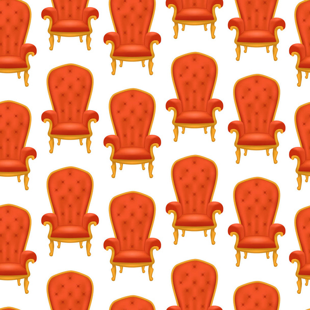 Realistic Detailed 3d Luxurious Antiquarian Armchair Seamless Pattern Background. Vector - Vector, Imagen