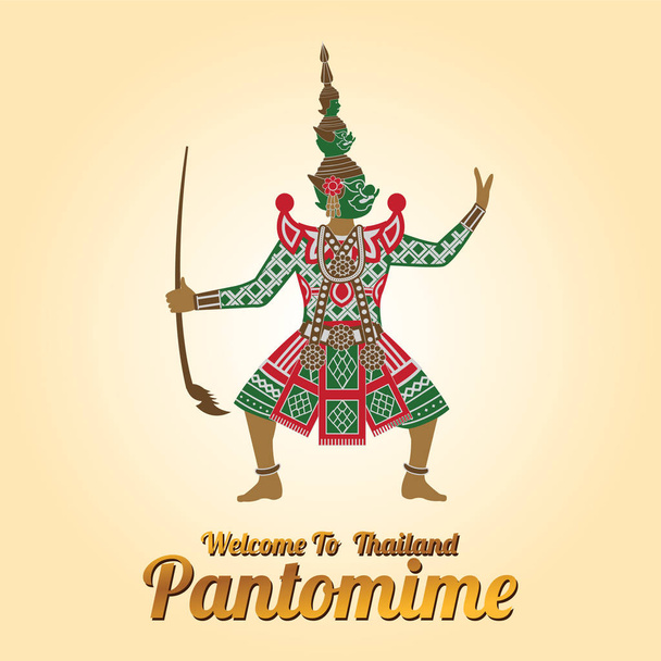 King of Giant stand,character of Ramayana pantomime of Thailand and India,vector illustration - Vector, Image