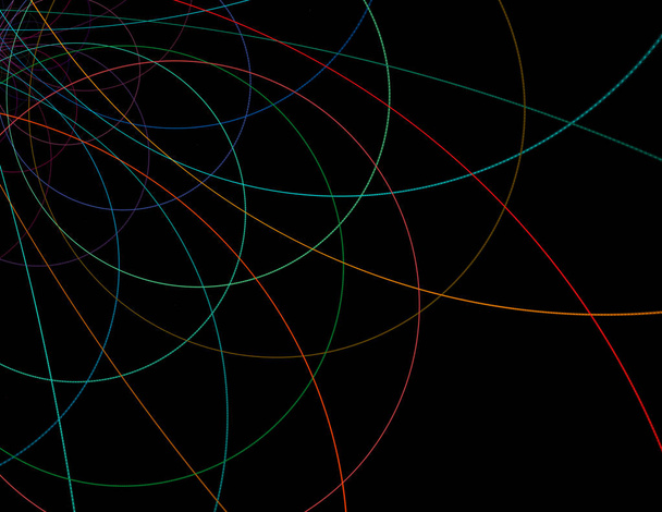 Stringtheorie. physikalische Prozesse und Quantentheorie. Quantenverschränkung. ein abstrakter Computer generierte modernes Fraktaldesign auf dunklem Hintergrund. abstrakte fraktale Farbtextur. Digitale Kunst. abstrakte Form & Farben. abstraktes fraktales Elementmuster - Foto, Bild