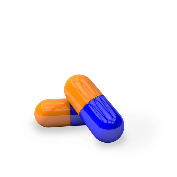 sininen ja oranssi lääke pillereitä
 - Valokuva, kuva
