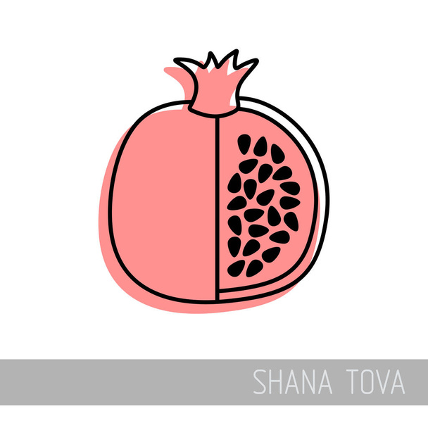 Granat. rosh hashanah Ikone. shana tova. frohes und süßes neues Jahr auf hebräisch - Vektor, Bild