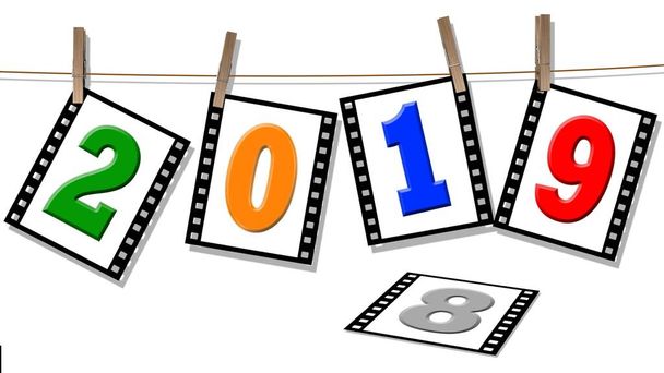 yıl 2019 değiştirmek - film karesi numaralarında tasma asmak - Fotoğraf, Görsel