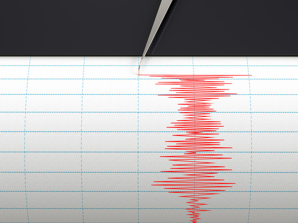 Seismographen-Instrument zeichnet Bodenbewegungen bei Erdbeben auf - Foto, Bild