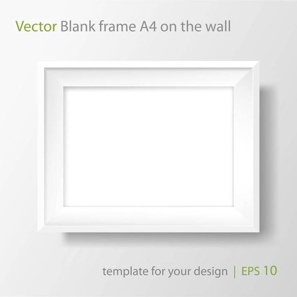 A4 Cadre blanc vierge sur mur blanc. Modèle vectoriel
 - Vecteur, image