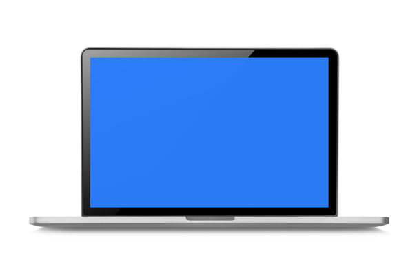 φορητό υπολογιστή που απομονώνονται σε λευκό με διαδρομή αποκοπής, μπλε κενό στην οθόνη. - Φωτογραφία, εικόνα