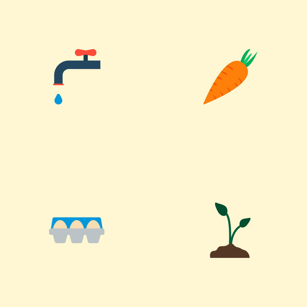 Joukko maatalouden kuvakkeet tasainen tyyli symbolit emakko, porkkana, kontti ja muut kuvakkeet web mobiilisovelluksen logo suunnittelu
. - Vektori, kuva