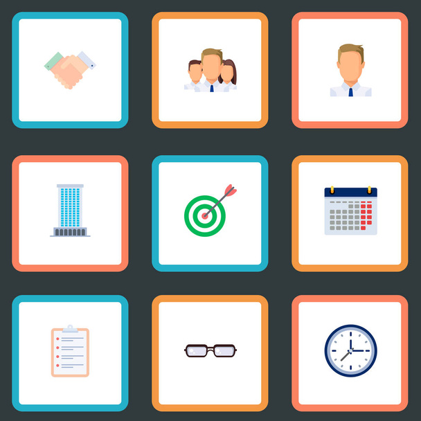 Set of job icons flat style symbols with schedule, date, business center and other icons for your web mobile app logo design. - Photo, Image