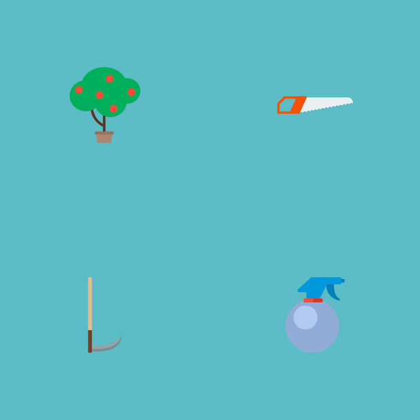 Set di icone di agricoltura simboli in stile piatto con falce, sega a mano, albero da frutto icone per il vostro web mobile app logo design
. - Vettoriali, immagini
