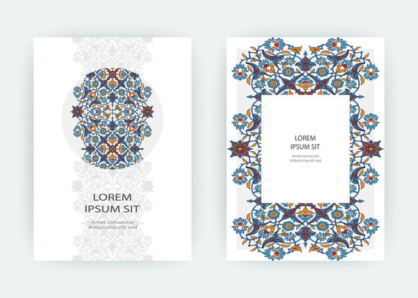 Arabesque floral διακόσμηση εκτύπωσης, σύνορα πρότυπο σχεδιασμό διάνυσμα. ανατολίτικο μοτίβο στυλ λουλουδιών. Ανατολικό στοιχείο μοτίβου. Διακοσμητική πλαίσιο εικονογράφηση φόντο πρόσκληση, ευχετήρια κάρτα, γάμος - Διάνυσμα, εικόνα