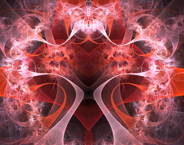 Καύση και την παλλόμενη καρδιά. Φόντο ημέρα του Αγίου Βαλεντίνου. Μια αφηρημένη υπολογιστή δημιουργούνται σύγχρονα fractal σχεδίαση σε σκούρο φόντο. Αφηρημένη κλαστικό χρώμα υφή. Ψηφιακή τέχνη. Αφηρημένη μορφή & χρώματα. Αφηρημένη κλαστικό μοτίβο στοιχείο για το σχεδιασμό σας - Φωτογραφία, εικόνα