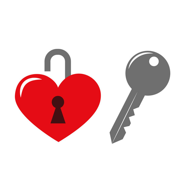 red heart with key - Vector, Imagen