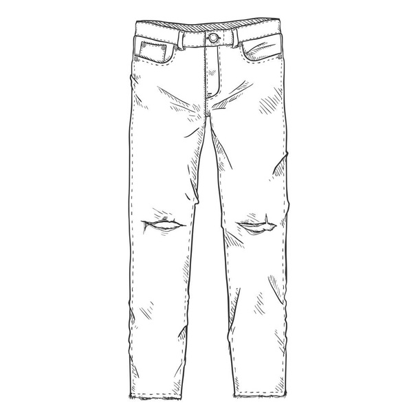 Roztrhané džíny na bílém pozadí - Vektor, obrázek