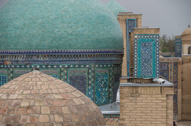 Dísz-sír a Shah-I-Zinda memorial komplex, temető Szamarkand, Üzbegisztán. UNESCO Világörökség - Fotó, kép