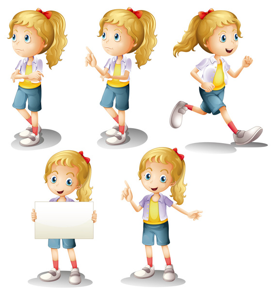 A girl with different positions - Vector, Image