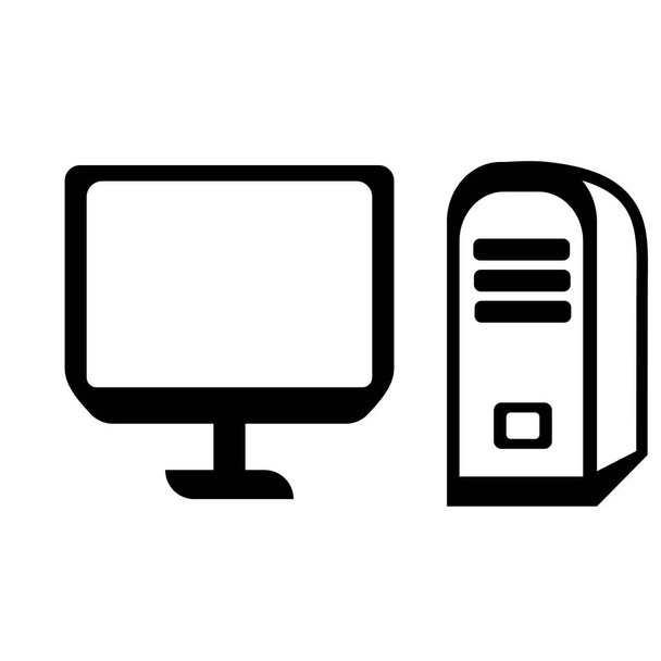 Web およびモバイル アプリの設計、コンピューターのロゴの概念のための白い背景に分離されたコンピューター アイコン ベクトル - ベクター画像